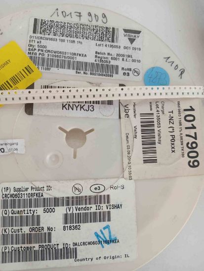 CRCW0603100110R 110R 603 VISHAY SMD DİRENÇ resmi