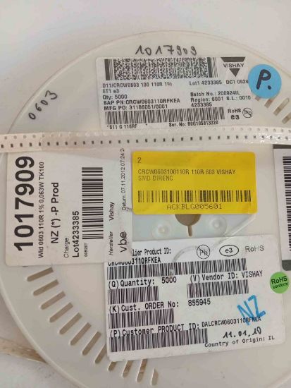 CRCW0603100110R 110R 603 VISHAY SMD DİRENÇ resmi