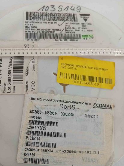 CRCW060311K8FKEA 11K8 603 VISHAY SMD DİRENÇ resmi