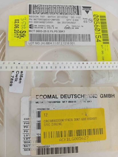 CRCW060330K1FKEA 30K1 603 VISHAY SMD DİRENÇ resmi