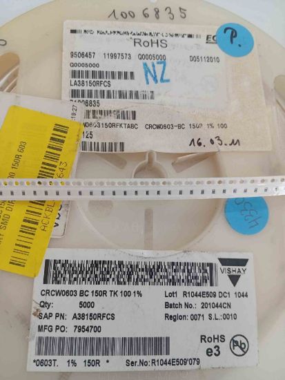 CRCW0603BC150RTK100 150R 603 VISHAY SMD DİRENÇ resmi