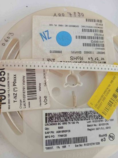 CRCW0603BC18R0TK100 18R 603 VISHAY SMD DİRENÇ resmi
