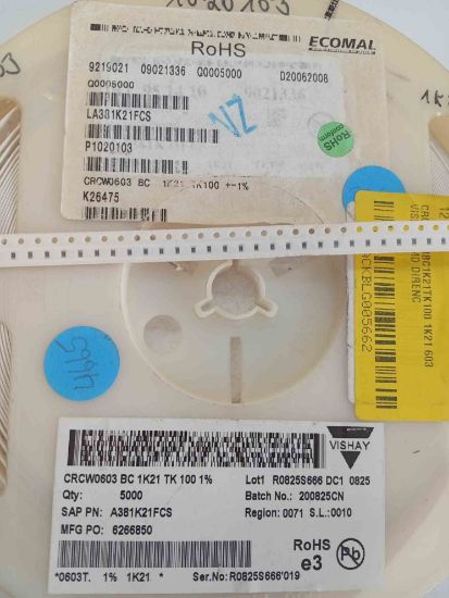 CRCW0603BC1K21TK100 1K21 603 VISHAY SMD DİRENÇ resmi