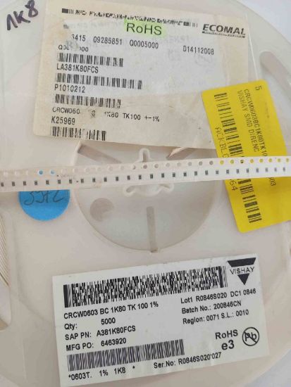 CRCW0603BC1K80TK100 1K8 603 VISHAY SMD DİRENÇ resmi