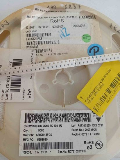 CRCW0603BC2K15TK100 2K15 603 VISHAY SMD DİRENÇ resmi