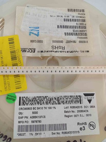 CRCW0603BC5K10TK100 5K1 603 VISHAY SMD DİRENÇ resmi