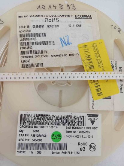 CRCW0603NC10R0TK100 10R 603 VISHAY SMD DİRENÇ resmi