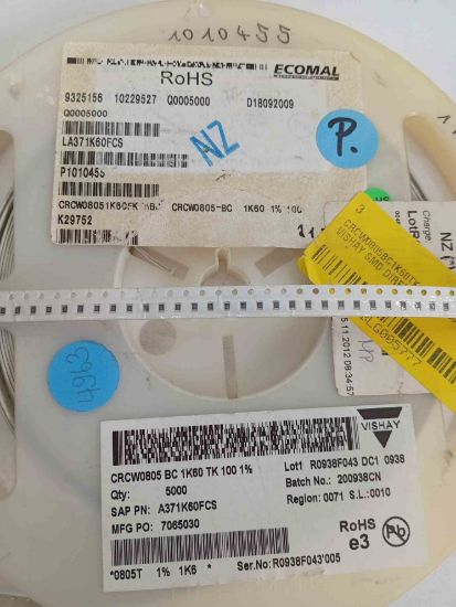 CRCW0805BC1K60TK100 1K6 805 VISHAY SMD DİRENÇ resmi