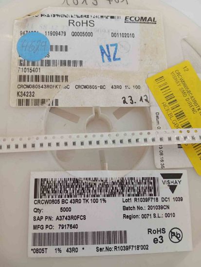 CRCW0805BC43R0TK100 43R 805 VISHAY SMD DİRENÇ resmi