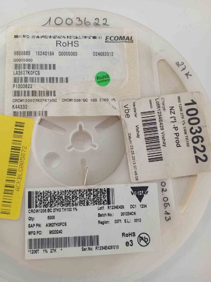 CRCW1206BC27K0TK100 27K 1206 VISHAY SMD DİRENÇ resmi