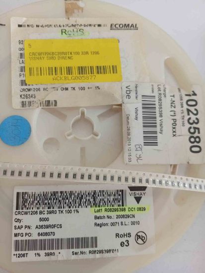 CRCW1206BC39R0TK100 39R 1206 VISHAY SMD DİRENÇ resmi
