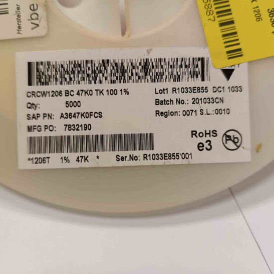CRCW1206BC47K0TK100 47K 1206 VISHAY SMD DİRENÇ resmi