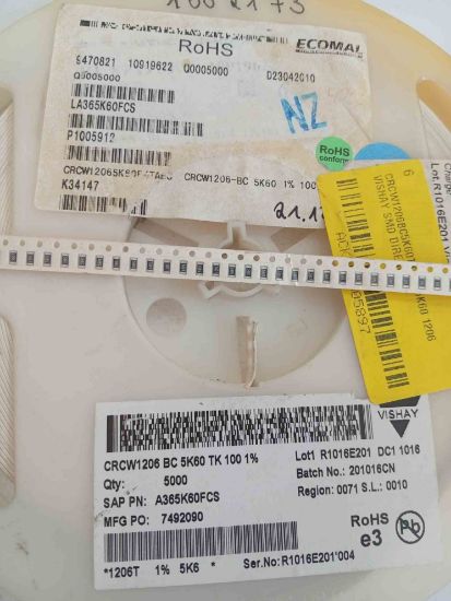 CRCW1206BC5K60TK100 5K60 1206 VISHAY SMD DİRENÇ resmi