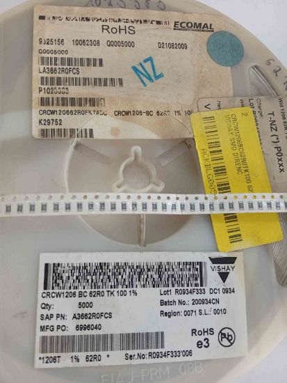CRCW1206BC62R0TK100 62R 1206 VISHAY SMD DİRENÇ resmi