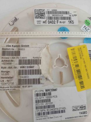 RC0402FR-071K5 1K5 402 YAGEO SMD DİRENÇ resmi