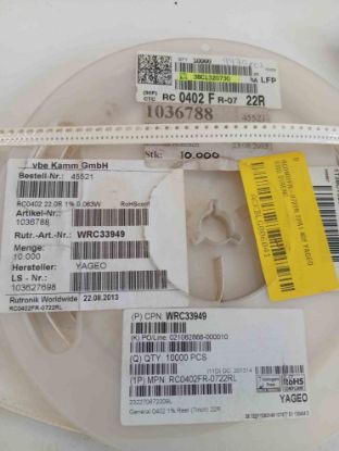 RC0402FR-0722R 22R %1 402 YAGEO SMD DİRENÇ resmi