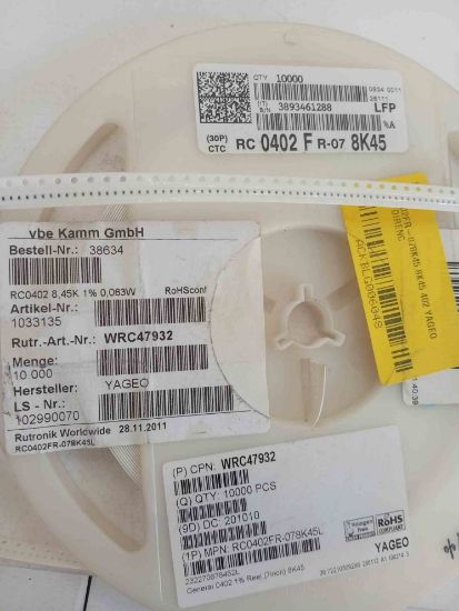 RC0402FR-078K45 8K45 402 YAGEO SMD DİRENÇ resmi
