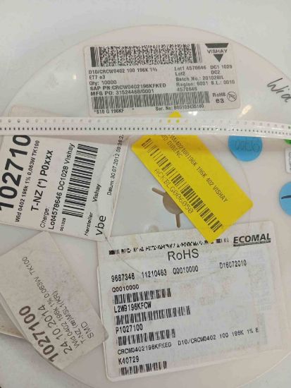 CRCW0402100196K 196K 402 VISHAY SMD DİRENÇ resmi