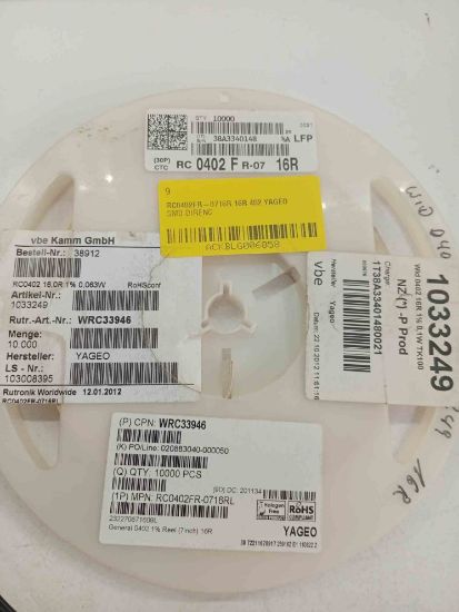 RC0402FR-0716R 16R 402 YAGEO SMD DİRENÇ resmi