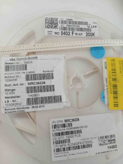 RC0402FR-07200K 200K 402 YAGEO SMD DİRENÇ resmi
