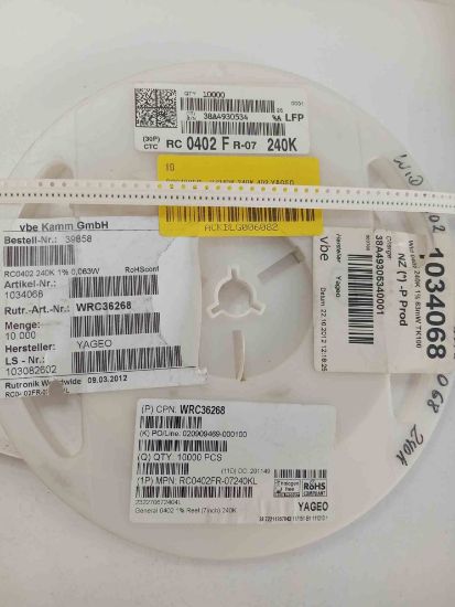 RC0402FR-07240K 240K 402 YAGEO SMD DİRENÇ resmi