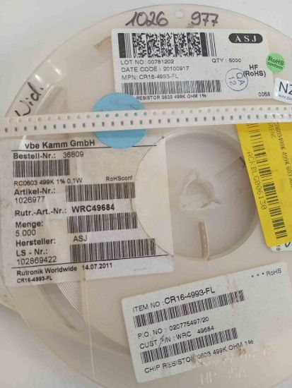 RC0603499K 499K 603 ASJ SMD DİRENÇ resmi