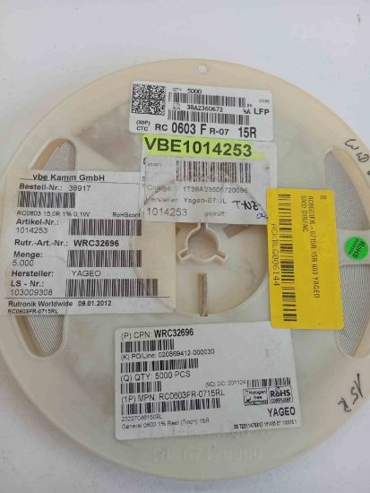 RC0603FR-0715R 15R 603 YAGEO SMD DİRENÇ resmi