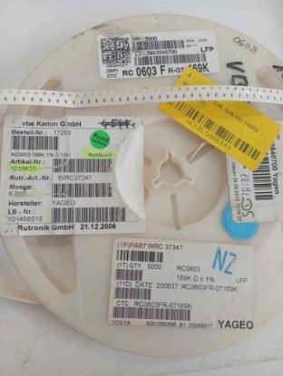 RC0603FR-07169K 169K 603 YAGEO SMD DİRENÇ resmi