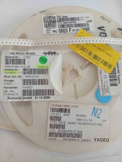 RC0603FR-07169K 169K 603 YAGEO SMD DİRENÇ resmi
