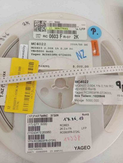 RC0603FR-072K 2K 603 YAGEO SMD DİRENÇ resmi
