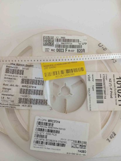 RC0603FR-07820R 820R 603 YAGEO SMD DİRENÇ resmi