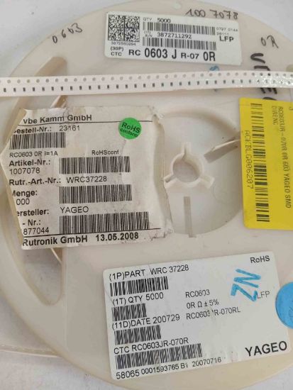 RC0603JR-070R 0R 603 YAGEO SMD DİRENÇ resmi