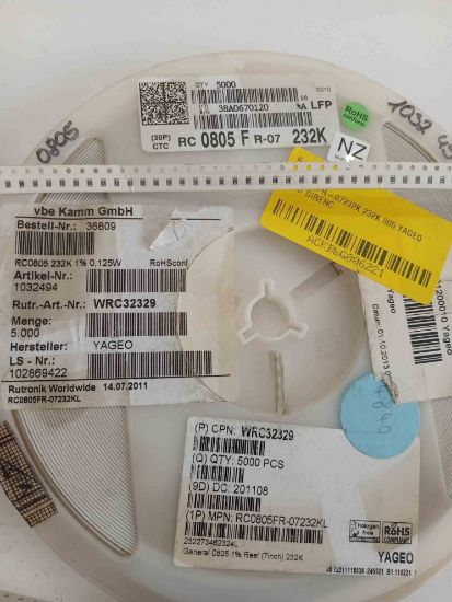 RC0805FR-07232K 232K 805 YAGEO SMD DİRENÇ resmi