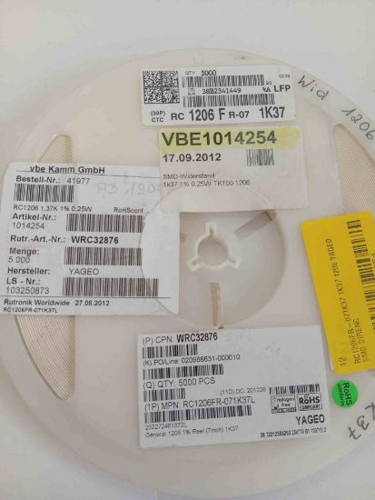 RC1206FR-071K37 1K37 1206 YAGEO SMD DİRENÇ resmi