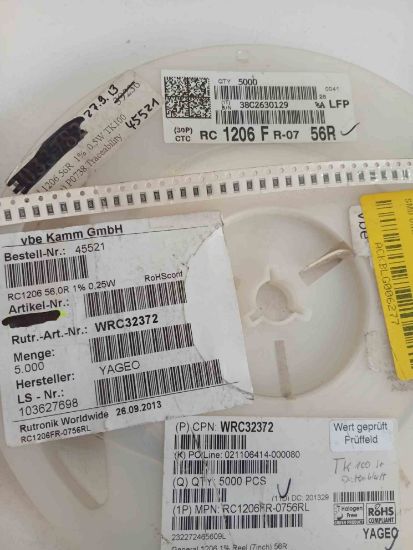 RC1206FR-0756R 56R 1206 YAGEO SMD DİRENÇ resmi