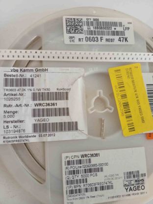RT0603FRE0747K 47K 603 YAGEO SMD DİRENÇ resmi