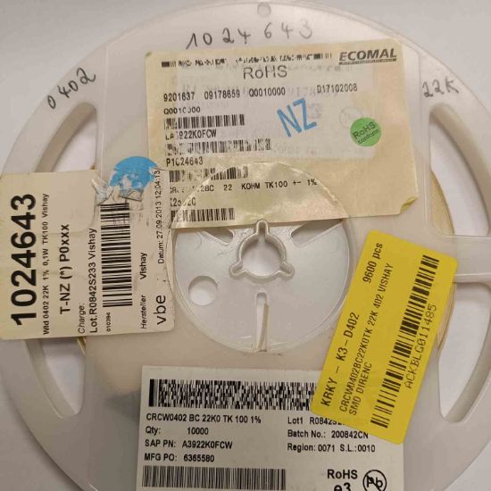 CRCW0402BC22K0TK 22K 402 VISHAY SMD DİRENÇ resmi