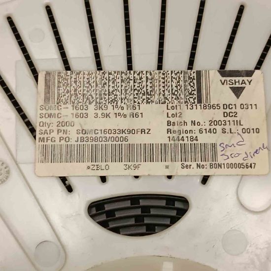 SOMC16033K90FRZ 3K9 1603 VISHAY SIRA DİRENÇ resmi